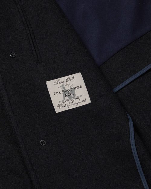 Chrysalis Fox Flannel Herringbone Kensington Overcoat Navy
