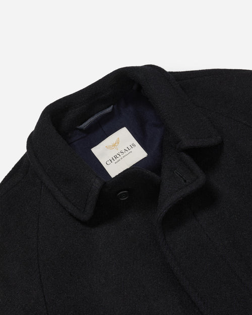 Chrysalis Fox Flannel Herringbone Kensington Overcoat Navy
