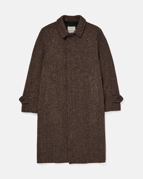 Chrysalis Magee Donegal Herringbone Kensington Overcoat Brown