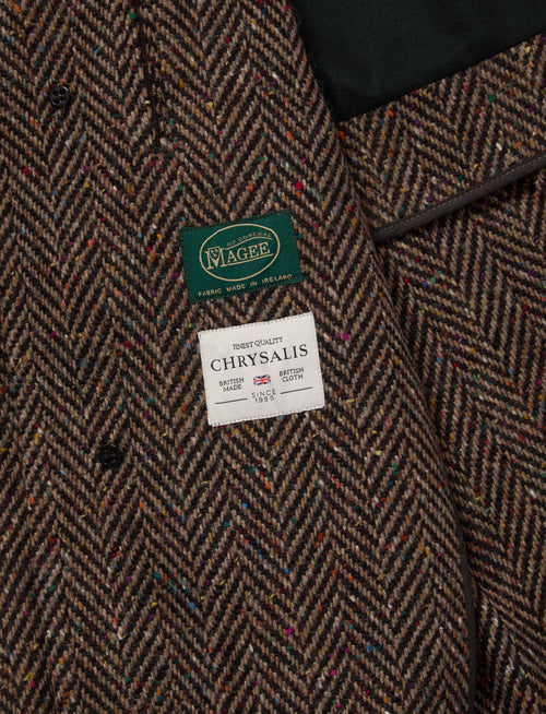 Chrysalis Magee Donegal Herringbone Kensington Overcoat Brown