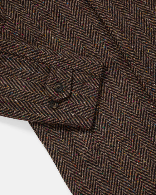 Chrysalis Magee Donegal Herringbone Kensington Overcoat Brown