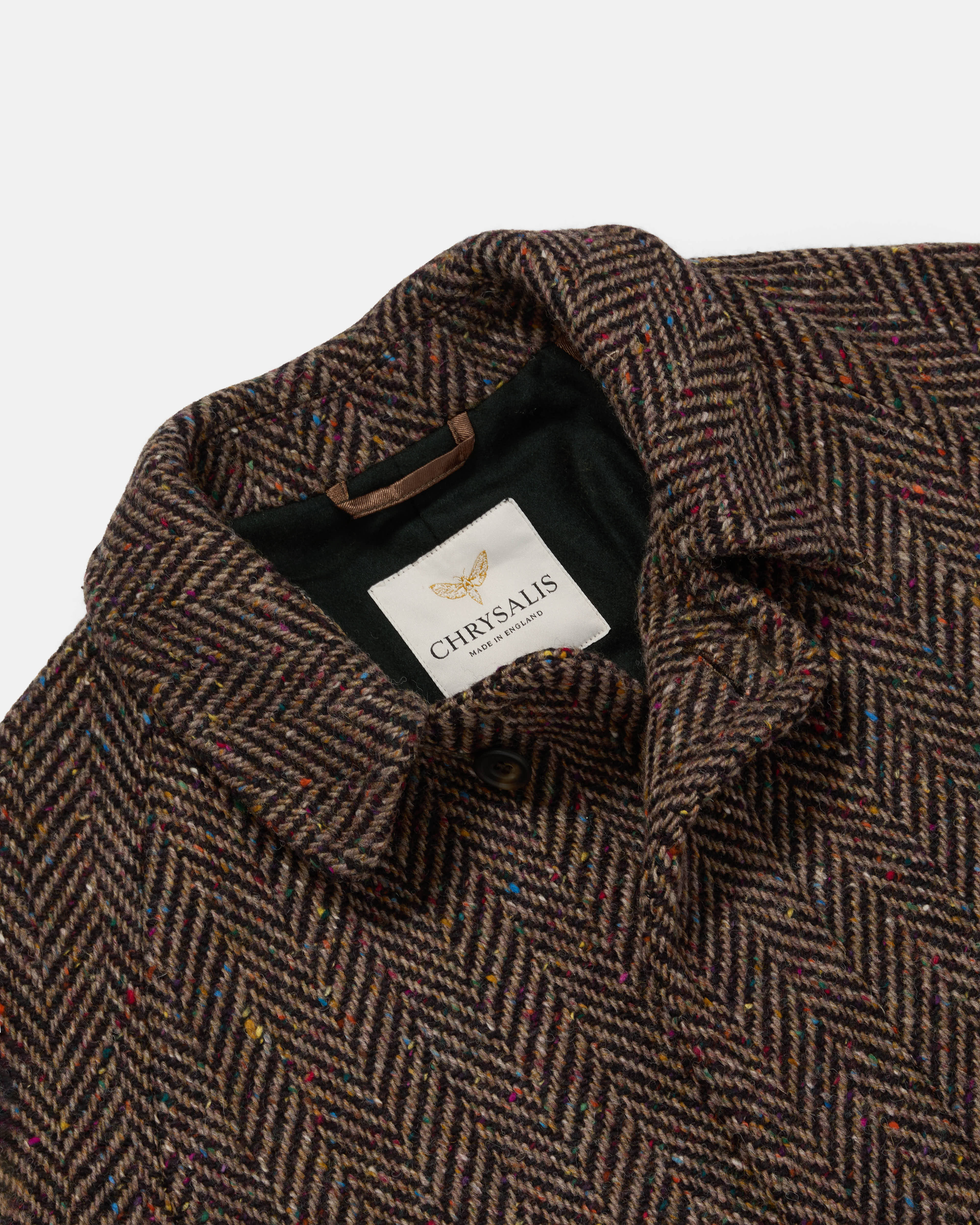 Chrysalis Magee Donegal Herringbone Kensington Overcoat Brown