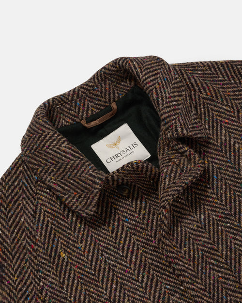 Chrysalis Magee Donegal Herringbone Kensington Overcoat Brown