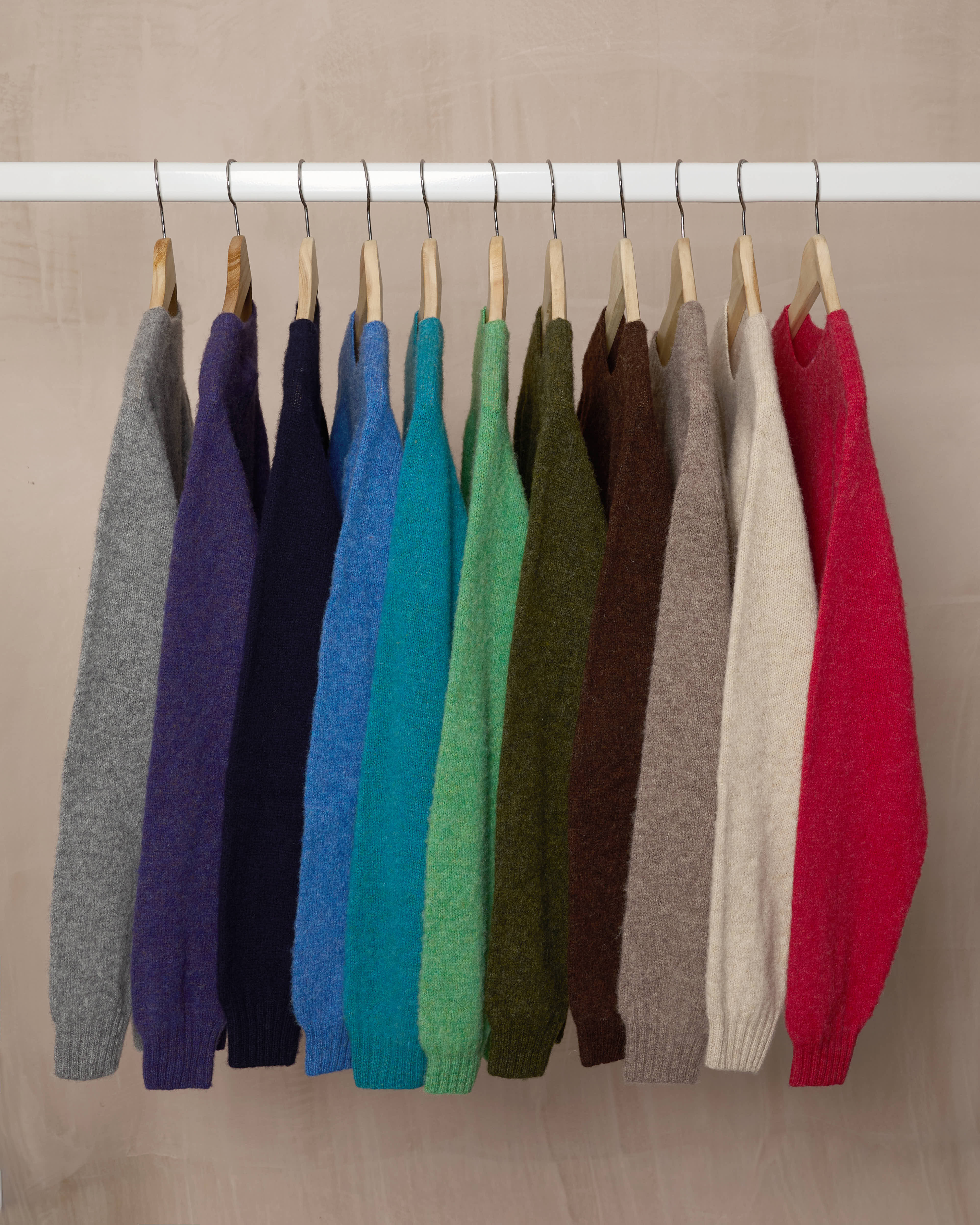Harley of Scotland Shaggy Wool Crew Neck Jumpers in assorted colourways