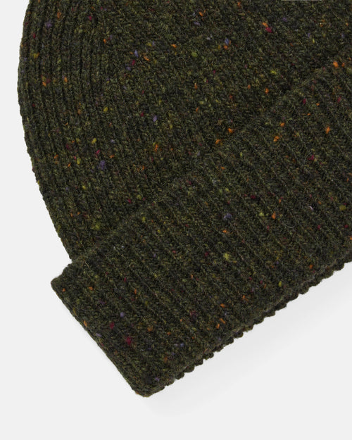 Mackie Shin Donegal Wool Beanie Hat Olive