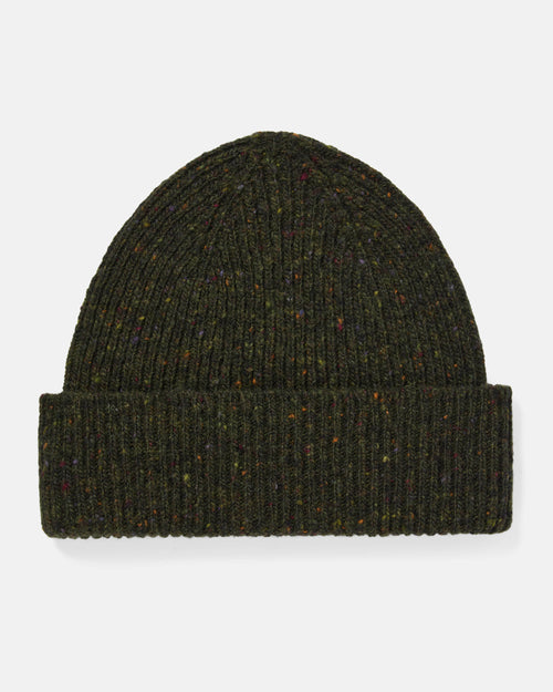 Mackie Shin Donegal Wool Beanie Hat Olive