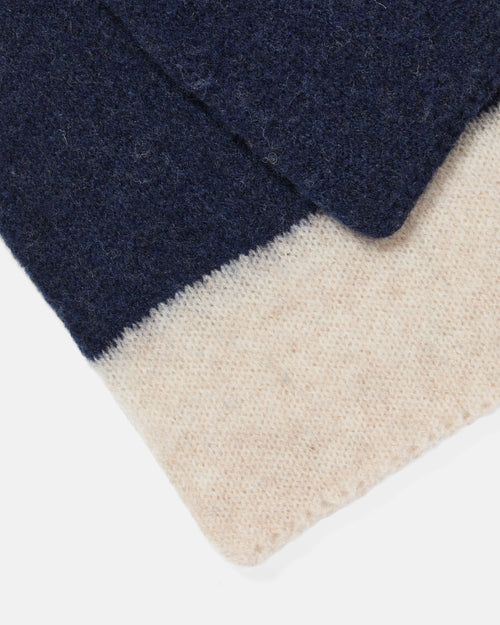 Mackie Rona Brushed Wool Scarf Navy w. Ecru