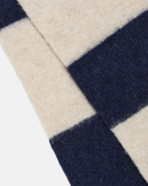 Mackie Rona Brushed Wool Scarf Navy w. Ecru