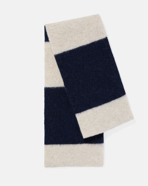 Mackie Rona Brushed Wool Scarf Navy w. Ecru