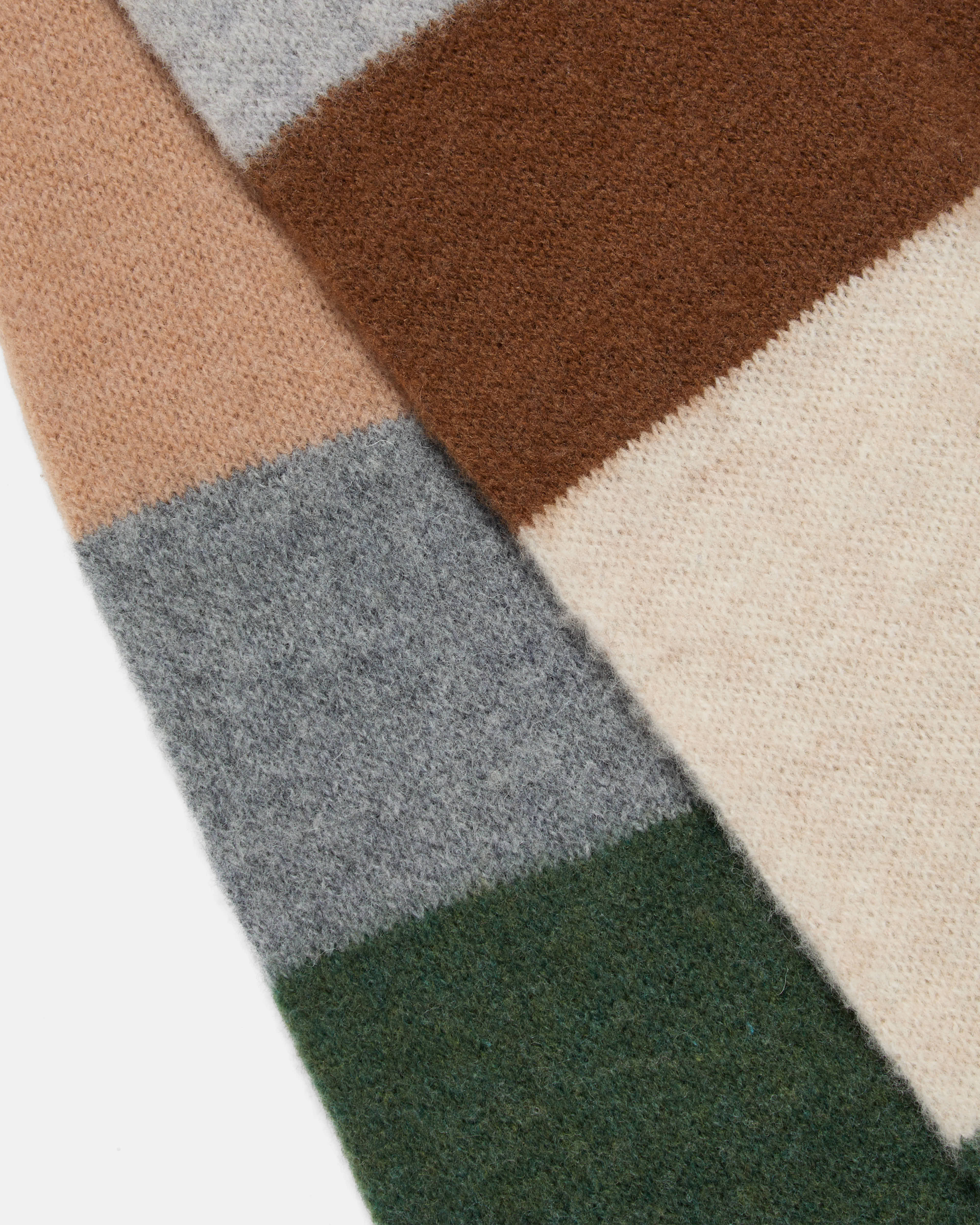 Mackie Rona Brushed Wool Scarf Green, Camel and Grey