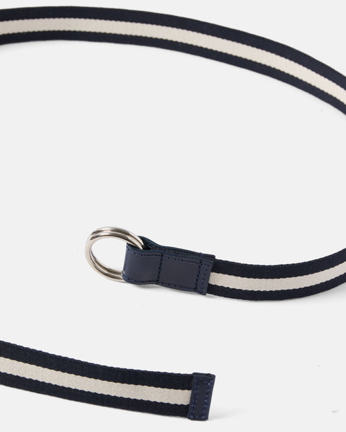 Beorma 30 MM Webbing Belt with Small Double Ring Navy & Ivory