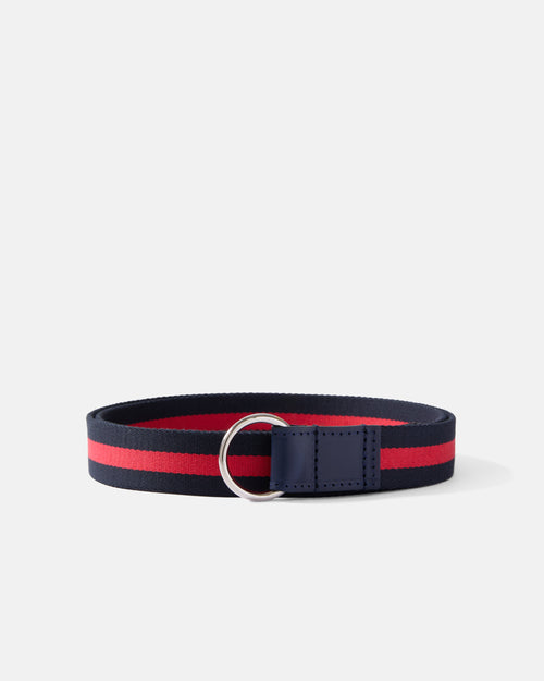 Beorma 30 MM Webbing Belt with Small Double Ring Navy & Red