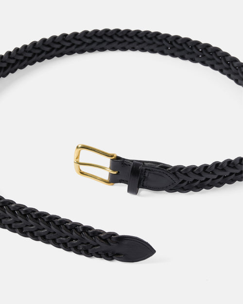 Beorma 9 Strand Heavy Herringbone Belt Brass Black