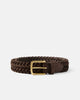 Beorma 9 Strand Heavy Herringbone Pasture Suede Belt Brass Dark Brown