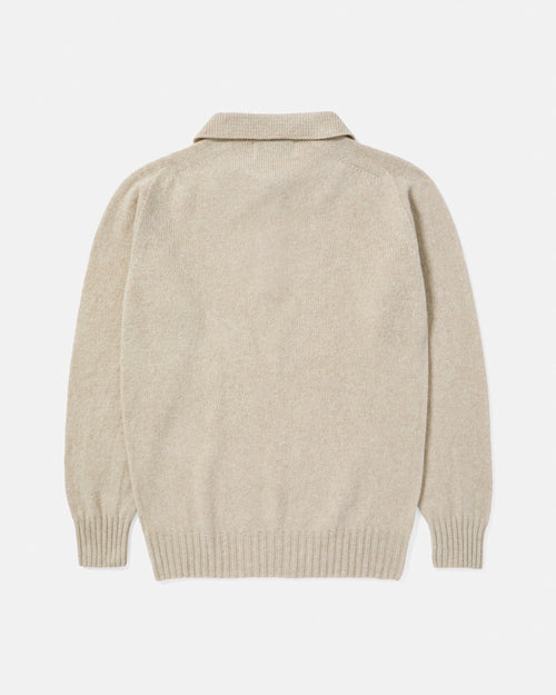 Harley of Scotland Superfine Lambswool Polo Jumper Oatmeal