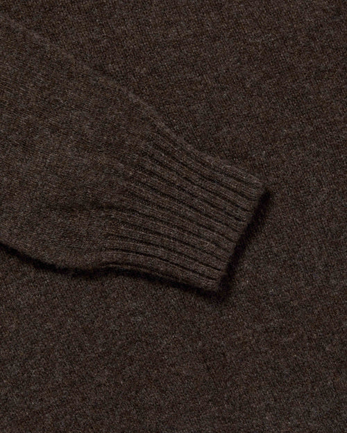 Harley of Scotland Superfine Lambswool Crew Neck Jumper Dark Brown