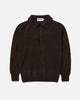 Harley of Scotland Superfine Lambswool Polo Jumper Dark Brown