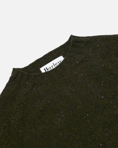 Harley of Scotland Donegal Crew Neck Jumper Dark Green