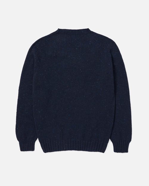 Harley of Scotland Donegal Crew Neck Jumper Navy