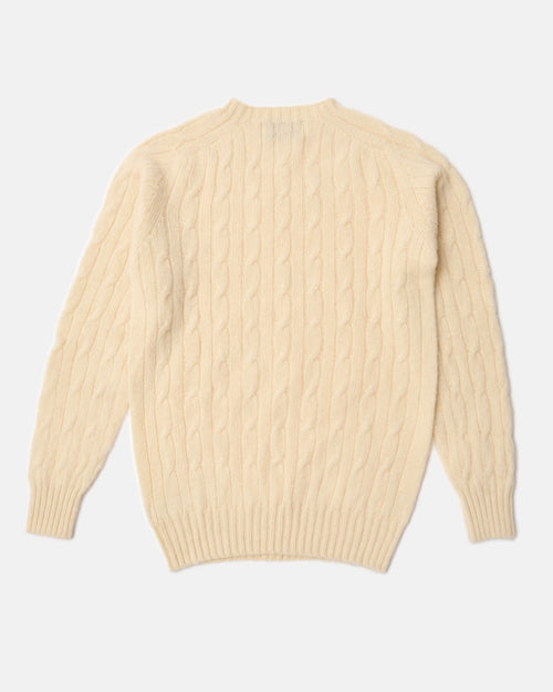 Harley of Scotland Brushed Wool Cable Knit Jumper Vanilla