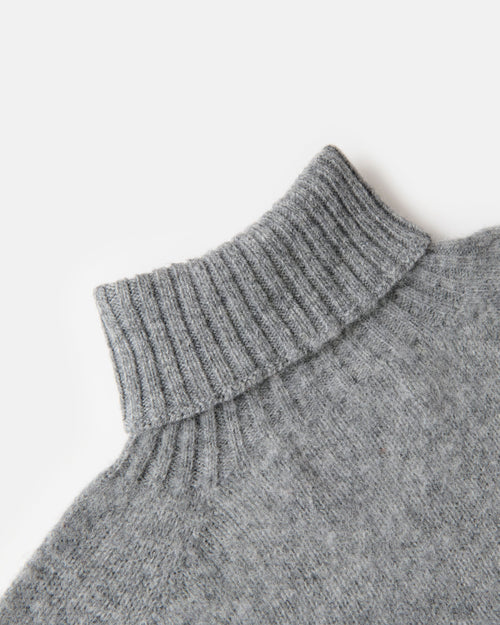 Harley of Scotland Brushed Wool Roll Neck Jumper Mid Grey