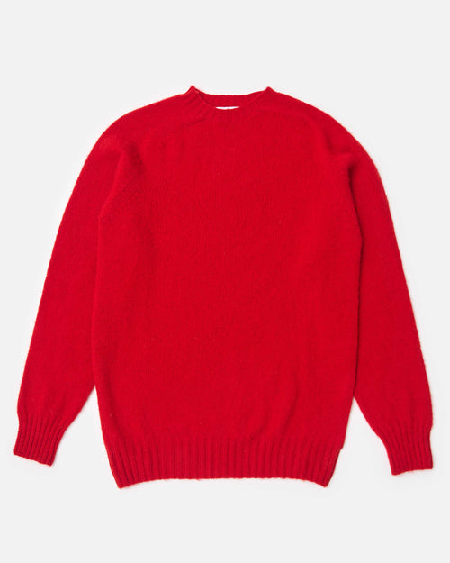 Harley of Scotland Brushed Wool Crew Neck Jumper Cardinal