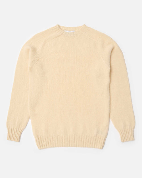 Harley of Scotland Brushed Wool Crew Neck Jumper Vanilla