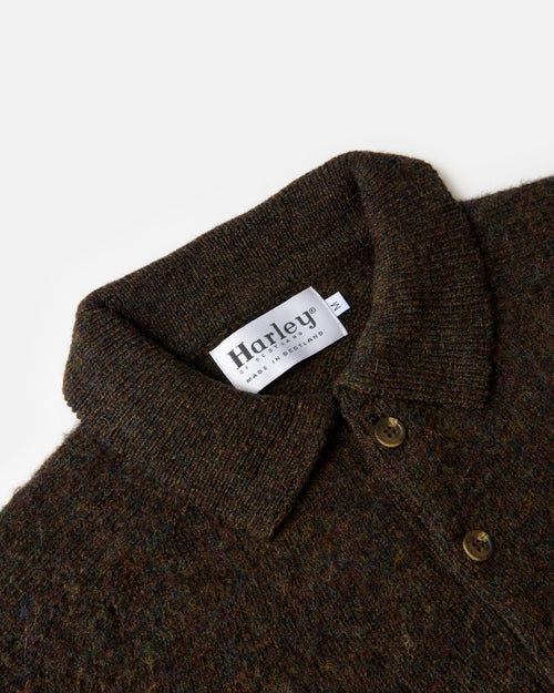 Harley of Scotland Brushed Wool Polo Collar Jumper Carob