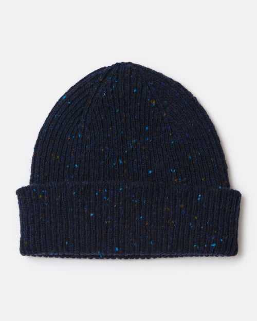 Mackie Shin Donegal Wool Beanie Hat Navy
