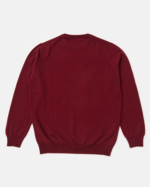 Scott & Charters Cashmere V-Neck Jumper Burgundy