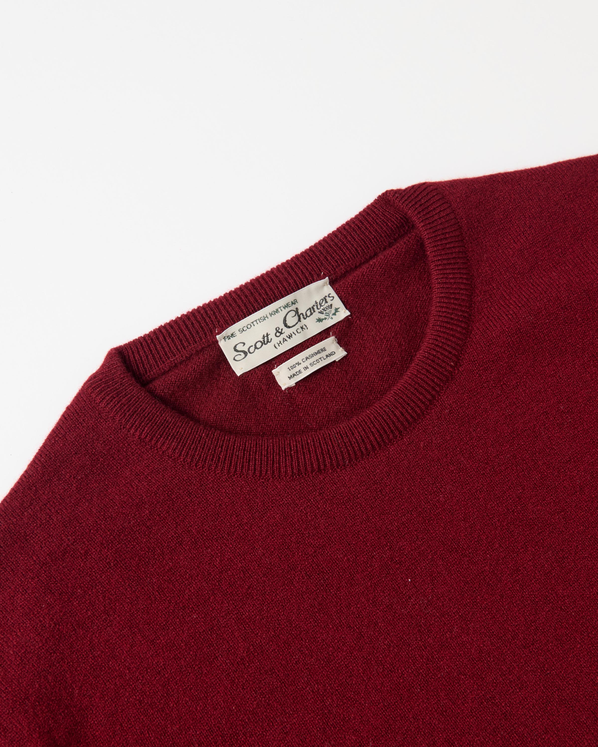 Scott & Charters Round Neck Jumper Burgundy