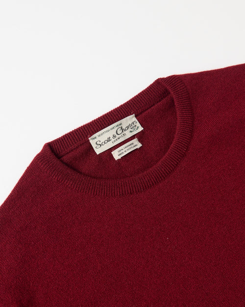 Scott & Charters Round Neck Jumper Burgundy