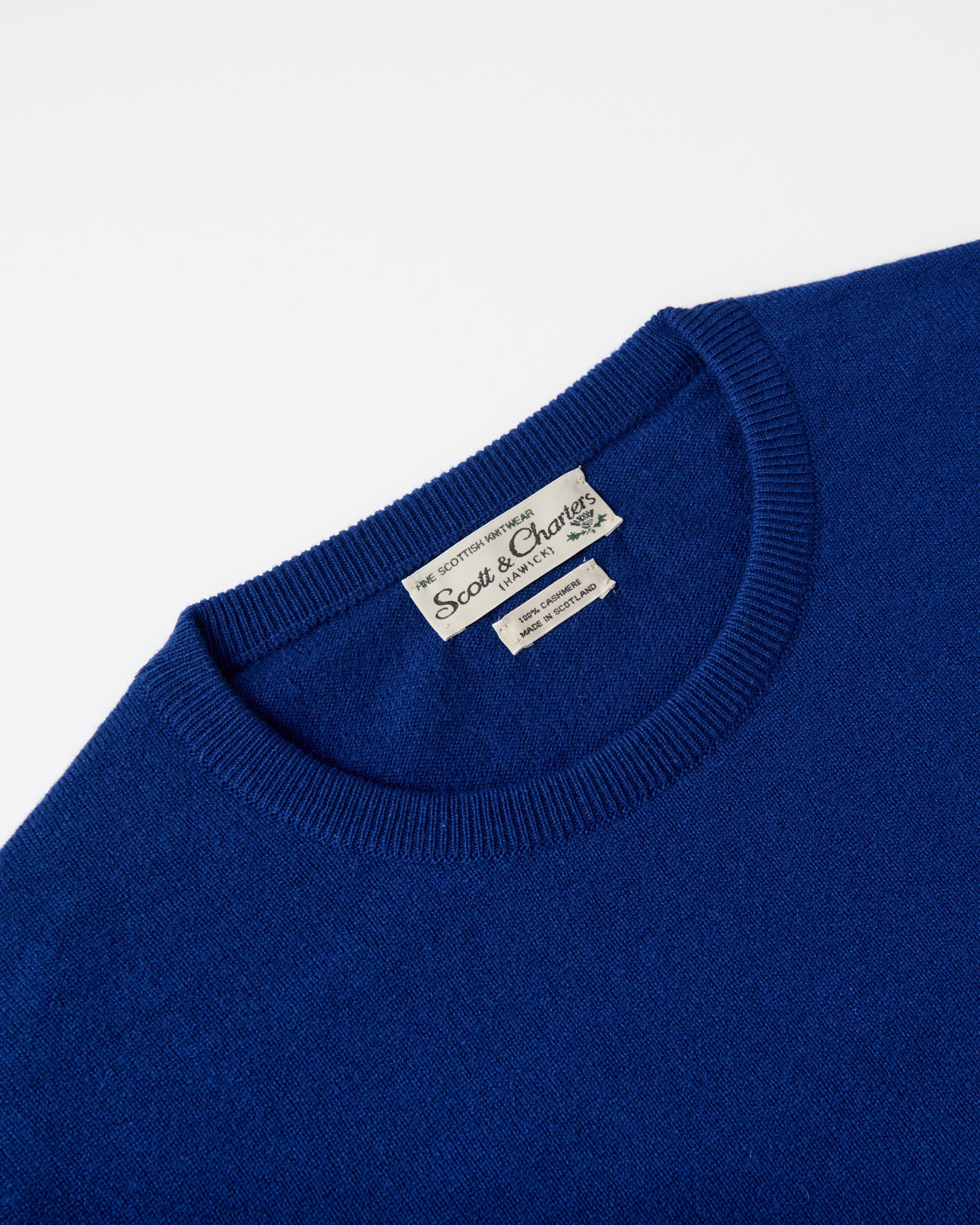 Scott & Charters Round Neck Jumper Royal Blue