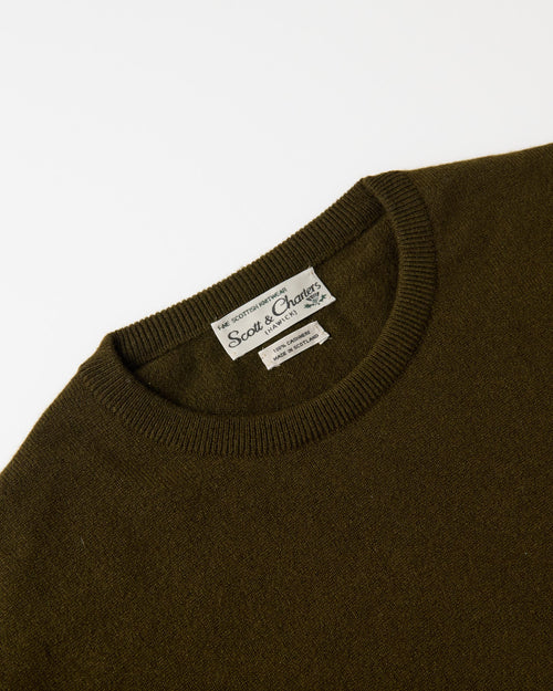 Scott & Charters Round Neck Jumper Moss Green