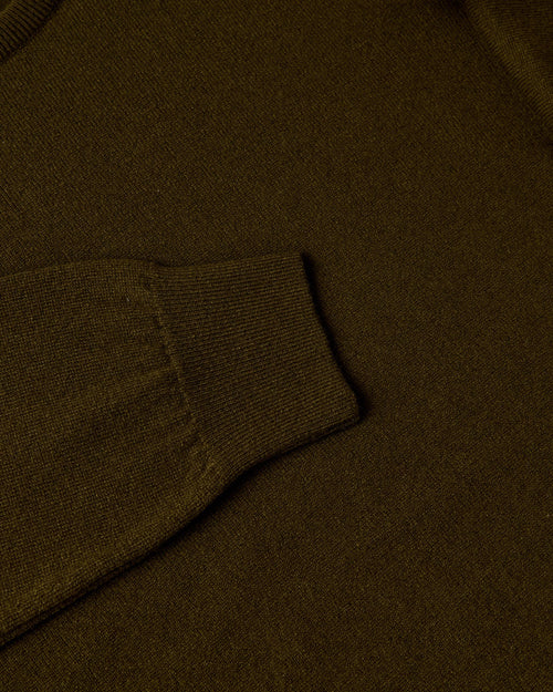 Scott & Charters Cashmere V-Neck Jumper Moss Green