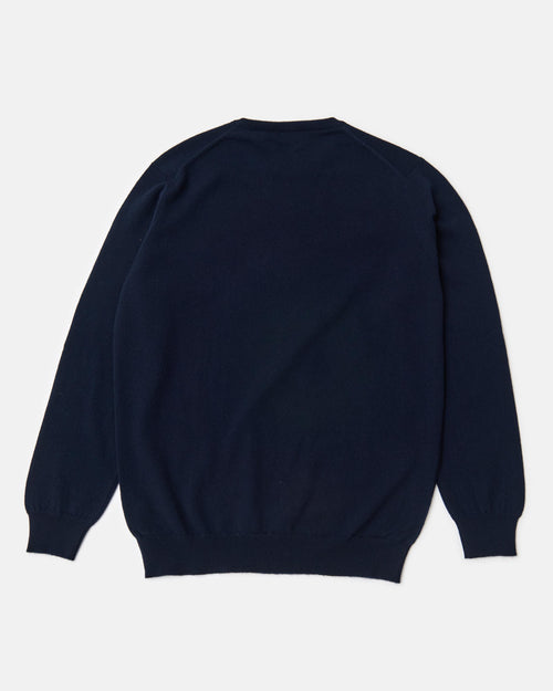 Scott & Charters Cashmere V-Neck Jumper Navy
