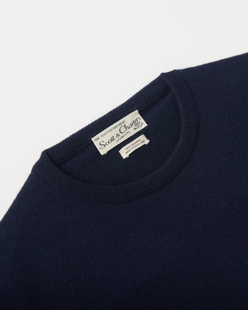 Scott & Charters Round Neck Jumper Navy