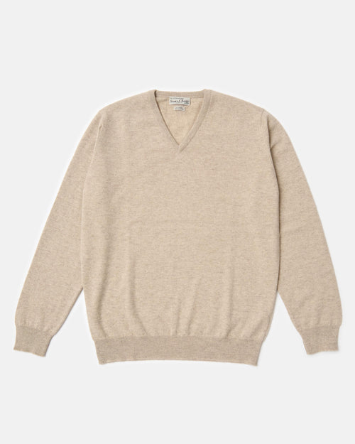 Scott & Charters Cashmere V-Neck Jumper Oatmeal