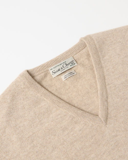 Scott & Charters Cashmere V-Neck Jumper Oatmeal