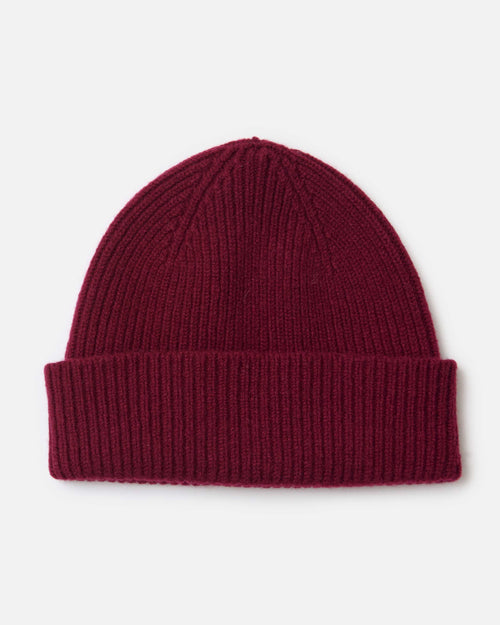Mackie Clyde Lambswool Beanie Hat Bordeaux