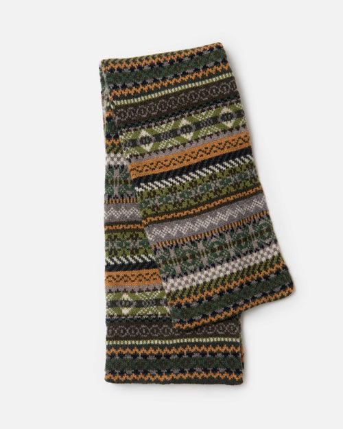 Mackie Lochinver Fairisle Lambswool Scarf Green