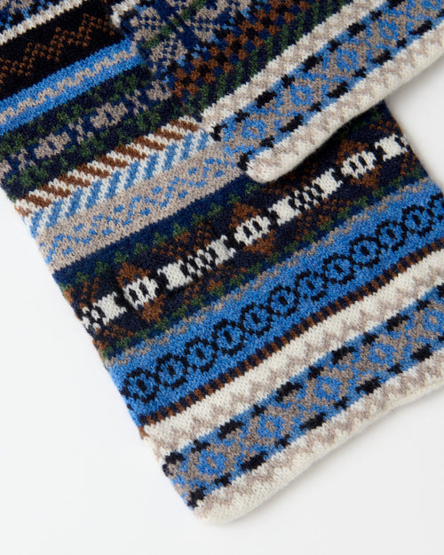Mackie Lochinver Fairisle Lambswool Scarf Blue