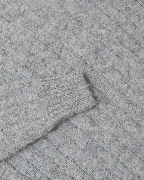 Harley of Scotland Brushed Wool Cable Knit Jumper Mid Grey