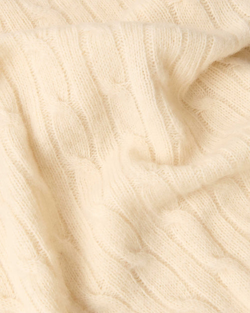 Harley of Scotland Brushed Wool Cable Knit Jumper Vanilla