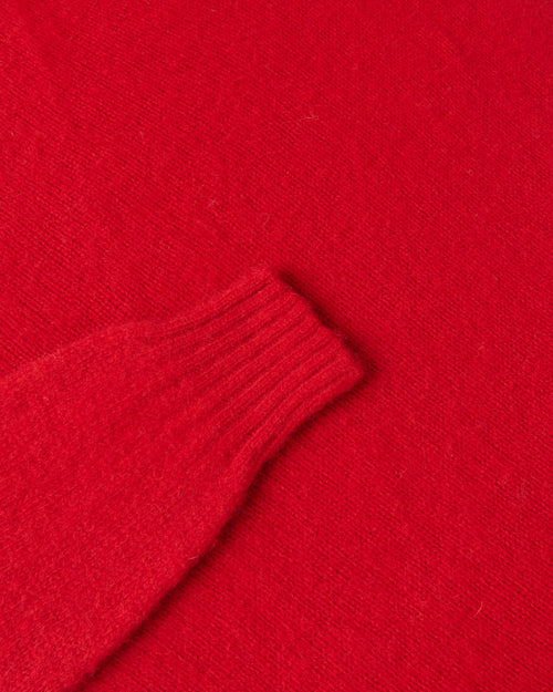 Harley of Scotland Brushed Wool Crew Neck Jumper Cardinal
