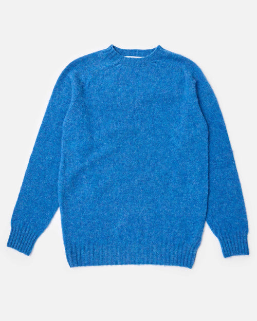 Harley of Scotland Brushed Wool Crew Neck Jumper Cobalt