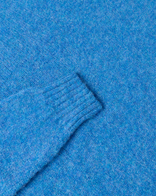 Harley of Scotland Brushed Wool Crew Neck Jumper Cobalt