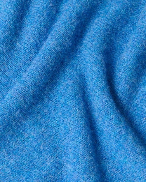 Harley of Scotland Brushed Wool Crew Neck Jumper Cobalt