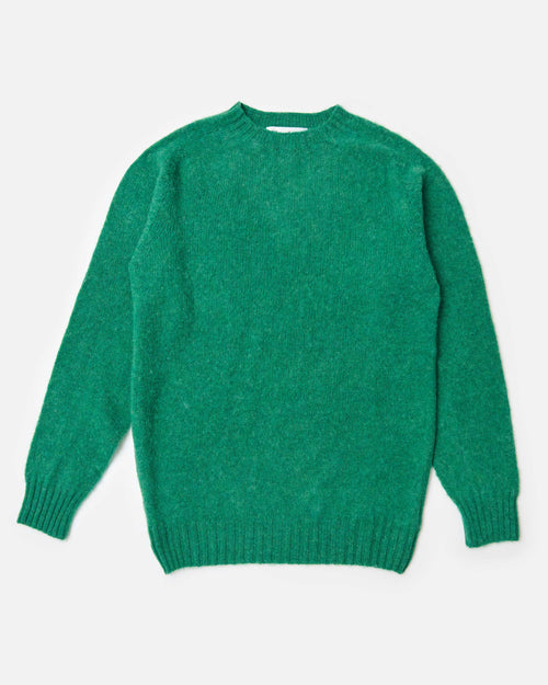 Harley of Scotland Brushed Wool Crew Neck Jumper Evergreen