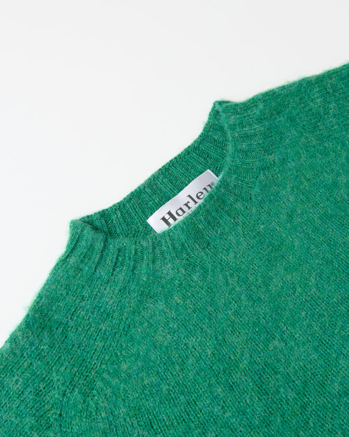 Harley of Scotland Brushed Wool Crew Neck Jumper Evergreen